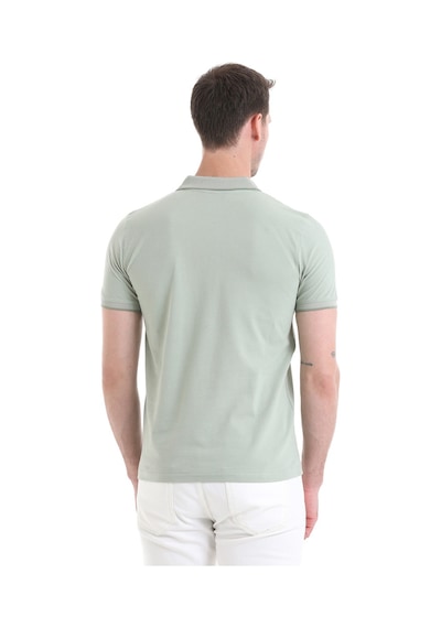 Hatemoğlu Yeşil Regular Fit Düz 100% Pamuklu Polo Yaka Tişört 3536etc22c03 16-0110tpx Yeşil - Ekru
