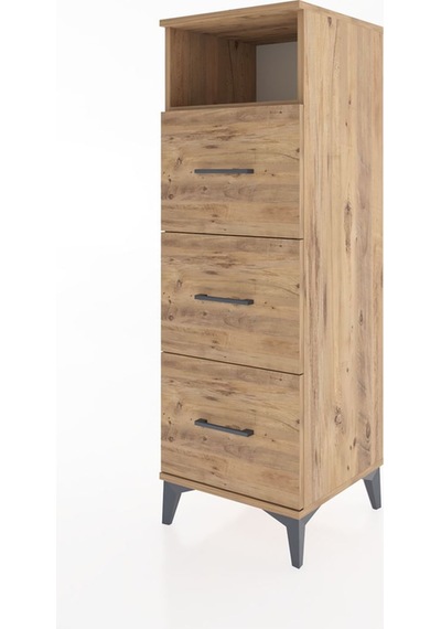 Hyperion Dolap Tek Raflı 3 Çekmeceli 44x44x134 Çam-çam Çam