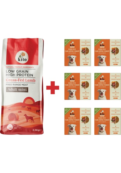 Kito Kuzu Etli Mini Irk Yetişkin Köpek Maması 2500 G + Kito Fresh Kuzu Etli Köpek Yemeği 6'lı