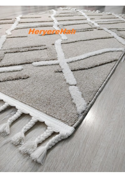 Hav Toz Vermez Yumuşak Dokulu Etnik Örgü Desenli İskindinav Halı
