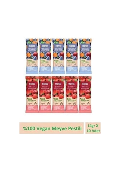 Vegan Meyve Pestili Çilek Elma Yaban Mersini Havuç 14gr X 10 Adet 84649576