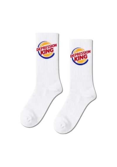 Carnaval Socks Depression King Yazı Desenli Unisex Çorap Çok Renkli