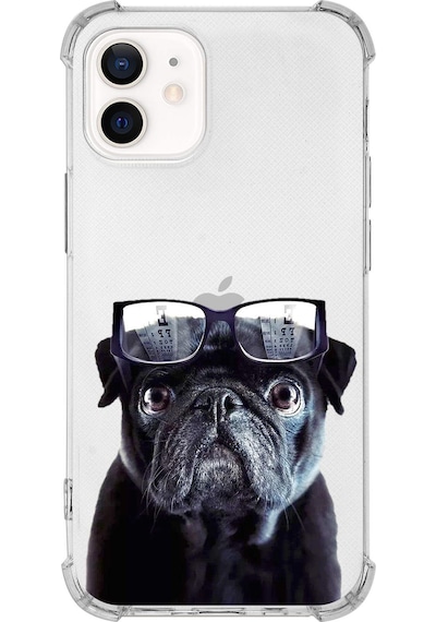 Apple Uyumlu iPhone 12 Köpek 3 Baskılı Şeffaf Köşe Korumalı Antişok Kılıf