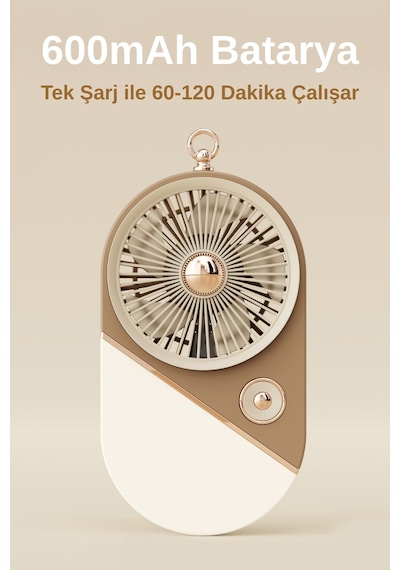 Taşınabililir Mini Usb Şarjlı 3 Kademeli El Vantilatör Fan Soğutucu Ys2528 Krem