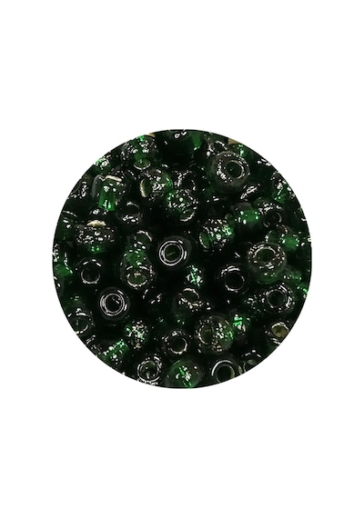 Dökme Cam Kum Boncuk Büyük Boy 6/0 4 Mm - 60 Gram - Şeffaf Koyu Yeşil - Bnc136