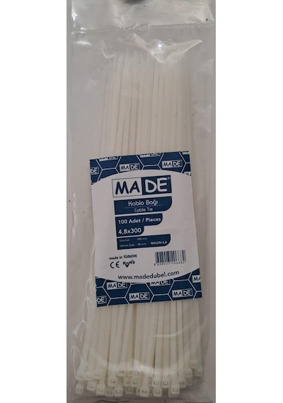 Made Kablo Bağı 4,8x300 Mm Beyaz 100 Lü