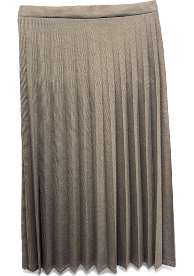 Eren Style Pileli Pamuklu Diyagona Beli Lastikli Etek 95 Cm - 38-50 Krem