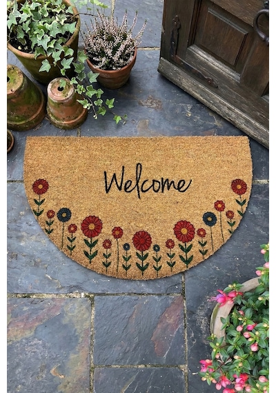 Coco Blattern 45x75 Cm Kapı Önü Paspası, Naturel Koko Kıl Paspas Çok Renkli