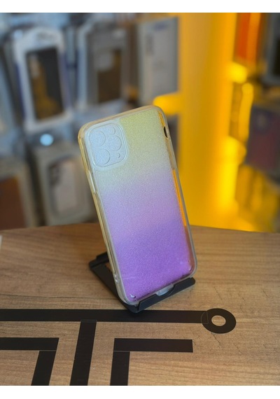 Apple Apple iPhone 11 Pro Max Uyumlu Parıltılı Desenli Renkli Şeffaf Silikon Kılıf