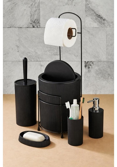 Luxury Black Collection Premium 6 Parça Banyo Aksesuar Seti Siyah