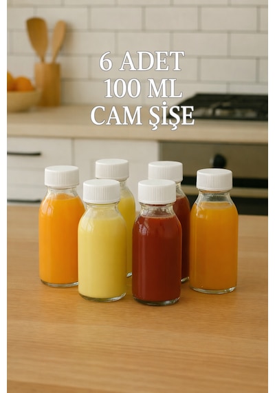 6 Adet 100 Ml Kilitli Beyaz Kapaklı Şeffaf Detox Shot Şişesi 100 Cc Ginger Şat Beyaz Cam Şişe Beyaz - Şeffaf