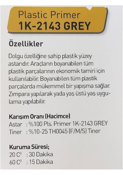 Kcc 2143 1K Plastik Tampon Astarı 1 Lt
