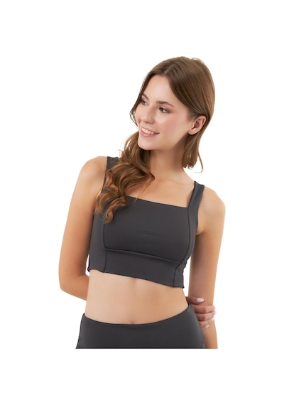 Cottonhill Füme Kare Yaka Crop Top Büstiyer Füme
