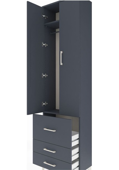Arges Dolap 2 Raflı 3 Çekmeceli Tek Askılı 60x30x221 Antrasit-antrasit Antrasit Arges Dolap 2 Raflı 3 Çekmeceli Tek Askılı 60x30x221 Antrasit-antrasit Antrasit