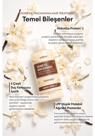 Canlandırıcı Saç Bakım Seti Kundal Honey & Macadamia Nature Shampoo+treatment-amber Vanilla Edition