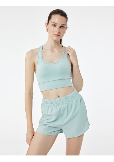 Koton Yüksek Bel Paraşüt Mini Spor Taytlı Şort Mınt 5sak40030nw Mint