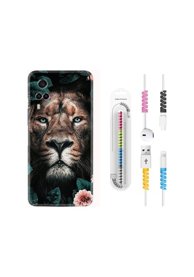 Vivo Y53S Kılıf Kablo Koruyuculu Leon Flowers 1333