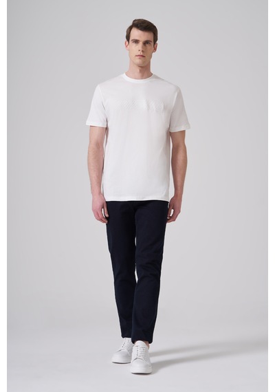 Morven Erkek Ekru Trend Baskılı Bisiklet Yaka Dinamik Fit T-shirt 26ys018009454 Ekru