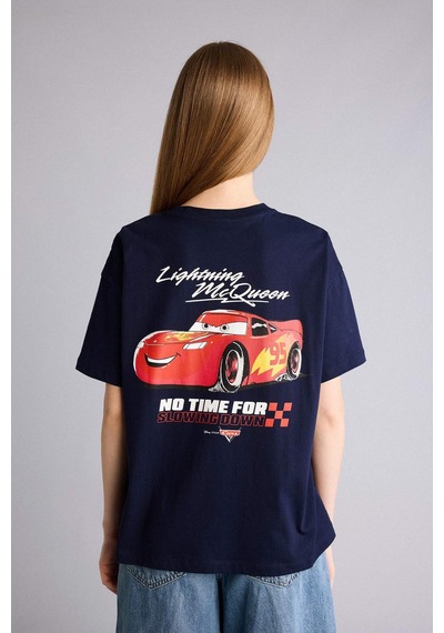Defacto Baskılı Lacivert Kadın T-shirt H0552ax/nv251