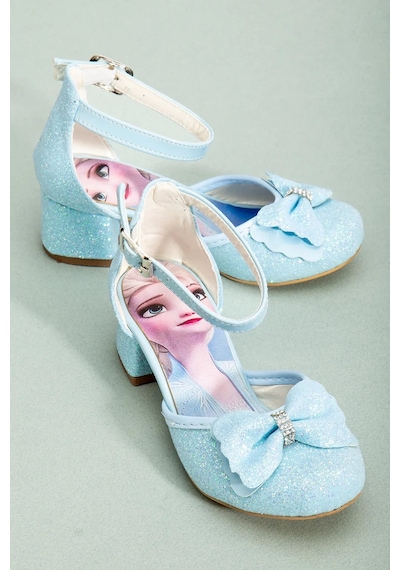 Nese Shoes Kız Çocuk Fiyonklu Prenses Topuklu Ayakkabı Mavi