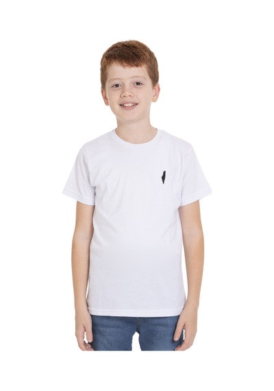 Zaytoon Unisex Çocuk Kısa Kollu Yan Dolu Filistin Haritası Nakışlı Tişört T600001 Beyaz