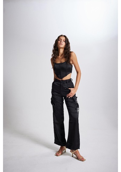 Holly Lolly Crop Model Balenli Saten Maddy Büstiyer Siyah