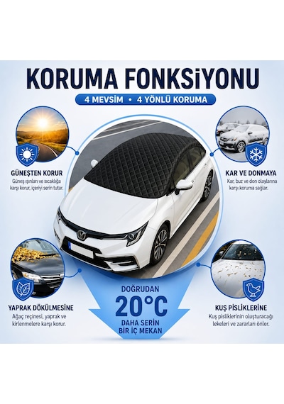 Gard Oto Güneş Araç Oto Branda Ön Ve Tavan Yarım Branda Su Geçirmez Koruyucu Örtü Universal