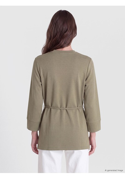 Lcw Modest Haki Soft Touch Kadın Sweatshirt Tunik
