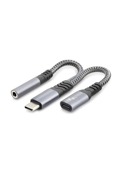 Type-c To 3.5 Mm + Type-c Araç Şarj Ayırıcı Kablo - Siyah Gj-018