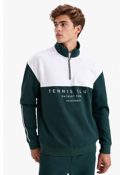 We&me Boxy Fit Gömlek Yaka Sporcu Erkek Sweatshirt Yeşil