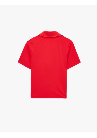 Koton Slim Fit Polo Degaje Yaka Kısa Kollu Bluz Kırmızı 6sak80152ek