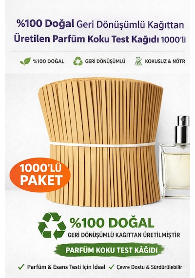 Doğal Geri Dönüşümlü Kağıttan Üretilen Parfüm Koku Test Kağıdı 1000 Li Paket Kraft Koku Test Strip