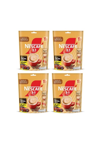 Nescafe 3 ü 1 Arada Sütlü Köpüklü Kahve 4 x 10'lu