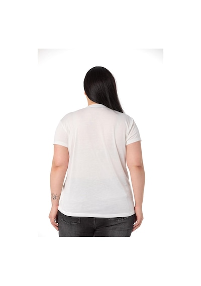 Disentis Büyük Beden Yelken Baskılı Bisiklet Yaka Beyaz T-shirt-beyaz Lacivert Beyaz - Lacivert
