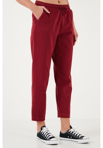 Lela Pamuklu Normal Bel Regular Fit Düz Paça Bayan Pantolon 668Yp42282S4 Bordo
