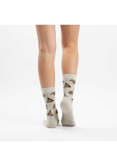 Gost Liria Sloth Socks Desenli Unisex Soket Çorap EKru