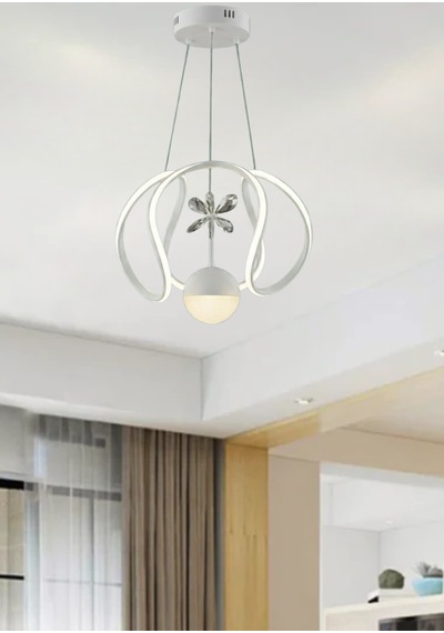 Helix Modern Led Avize - 3 Renk Işıklı Salon, Mutfak, Uyumlu Led Avize Beyaz