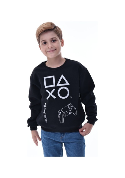 Playstation Baskılı Çocuk Sweatshirt Siyah Gamer Oyun Sever Sweat Siyah