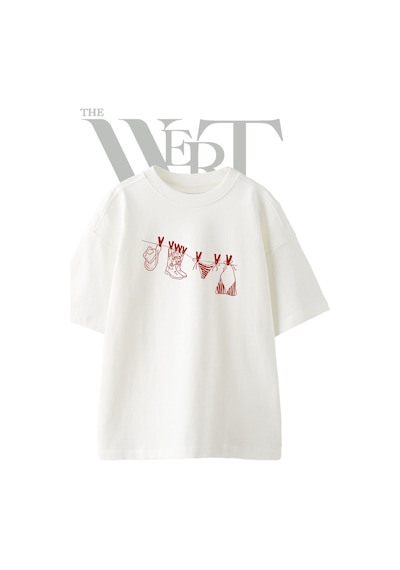 Thewert Cowboy Bikini Tasarım Baskılı Ünisex Beyaz Oversize T-shirt