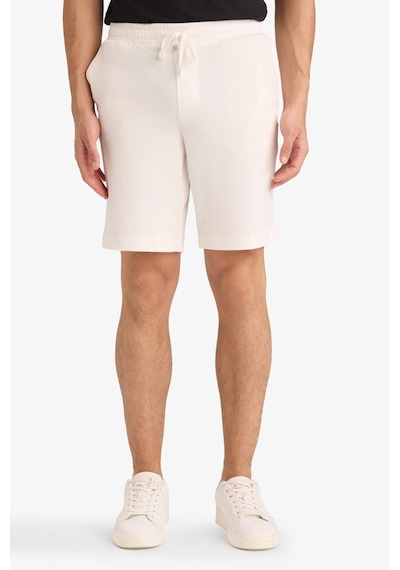 Defacto Regular Fit Beli Bağcıklı Krinkıl Bermuda Şort E0980ax25smwt32 Beyaz