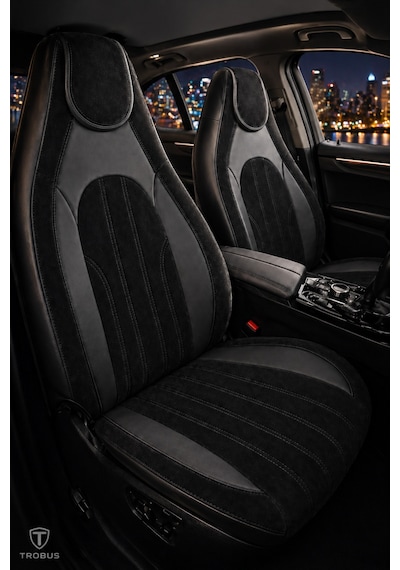 Fiat Albea 2002-2012 Bel Destekli Tay Tüyü Koltuk Kılıfı Tokyo Serisi Siyah
