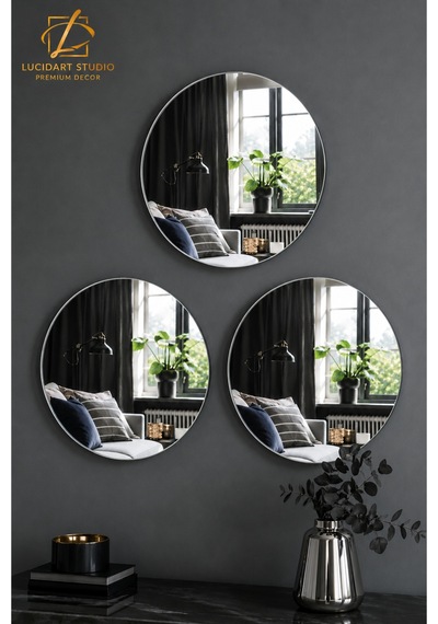 3 Adet 20x20 Cm Yuvarlak Gümüş Ayna Pleksi Dekoratif Hafif Pleksi Ayna Modern Duvar Dekoru Oval Form Pleksi Ayna Gümüş Renk Modern Ev Dekorasyonu Gümüş Gümüş