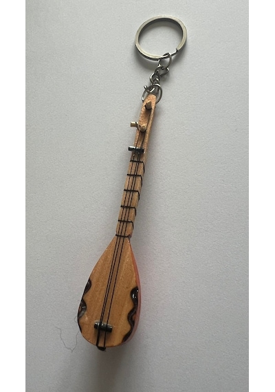 El Yapımı Minyatür Anahtarlık Bağlama Saz Araba Süsü 10 Cm
