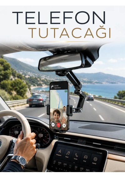Araç İçi Dikiz Aynası Telefon Tutucu 360 Döner Ayarlanabilir Katlanabilir Diğer