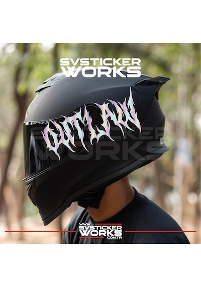 Outlaw Yazılı Kask Sticker Tüm Kasklar Uyumlu Tek Yön 1 Adet Hologram