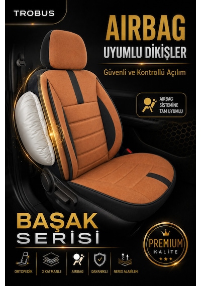 Opel Zafira 5 7 Kişi Oto Koltuk Kılıfı 2003-2011 Taba Başak Serisi Tay Tüyü Tam Set Taba