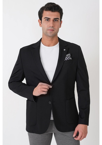 Comfort Fit Esnek Rayon Pamuk Karışım Torba Cepli Siyah Blazer Ceket C 744 Comfort Fit Esnek Rayon Pamuk Karışım Torba Cepli Siyah Blazer Ceket C 744