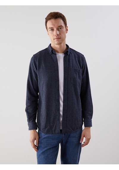 Lcw Eco Lacivert Regular Fit Uzun Kollu Gabardin Erkek Gömlek