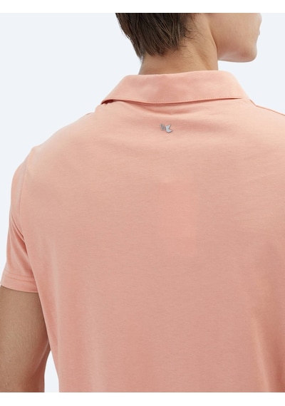 Kip Somon Düz Polo Yaka %100 Pamuk T-shirt Somon