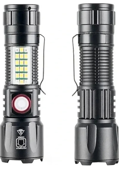 Ws-2828 Ultra Usb Şarjlı Polis El Feneri, Bekçi, Asker El Feneri Kırmızı Mavi Çakarlı 1000 Lümen 53 Çok Renkli